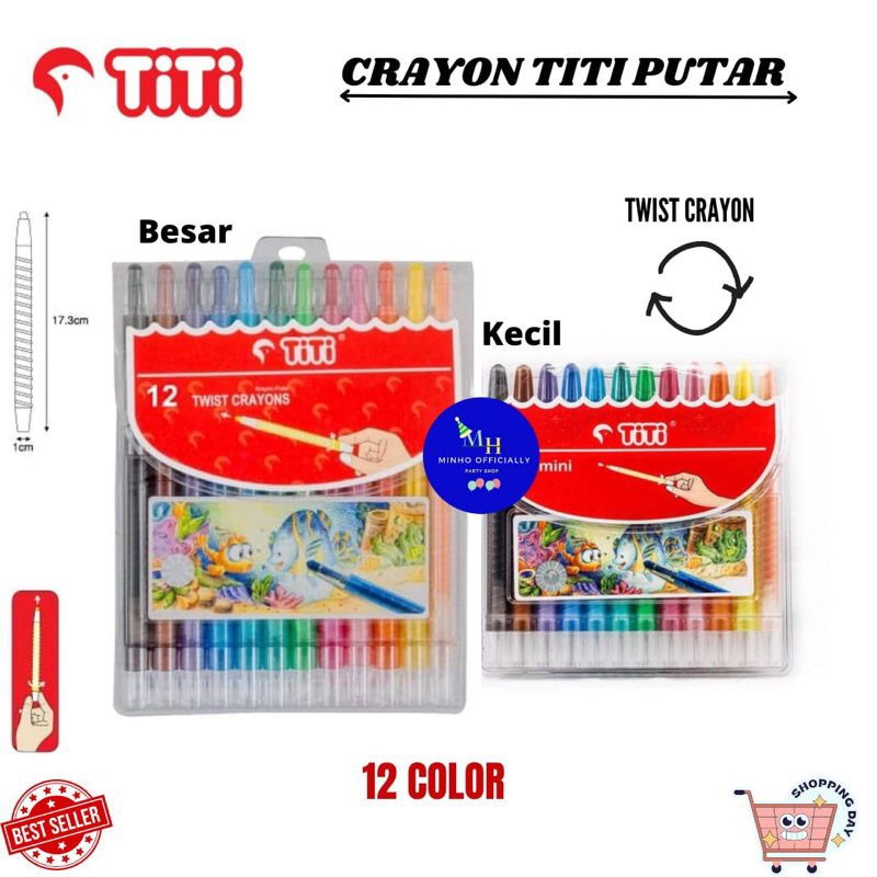 

Krayon titi putar 12 mini dan besar dengan 2 varian