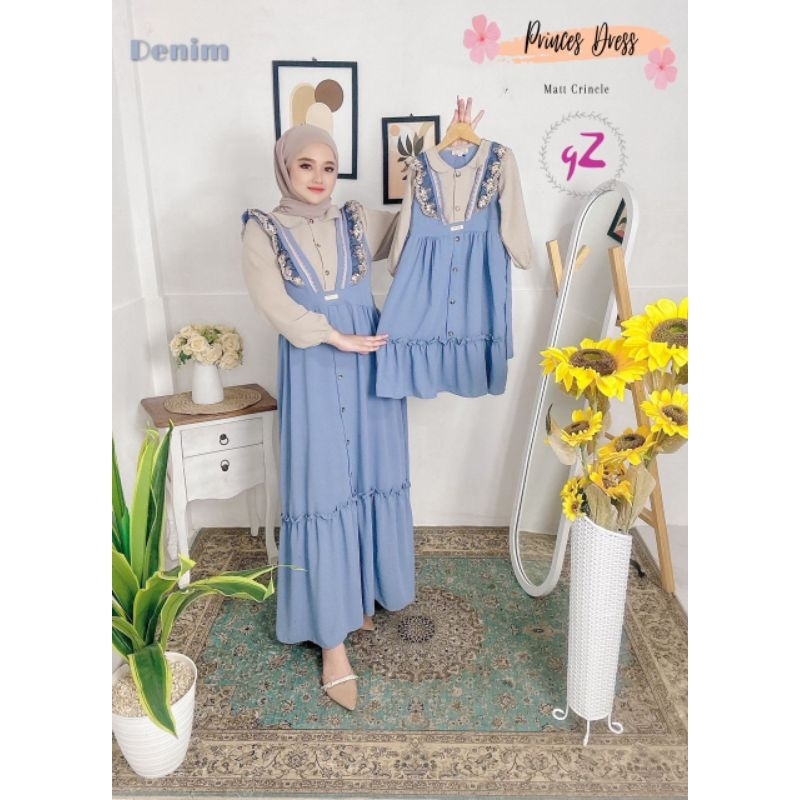 Dress/Gamis Princess Crincle mix Renda couple ibu dan anak ORI gwenza (Harga ecer)