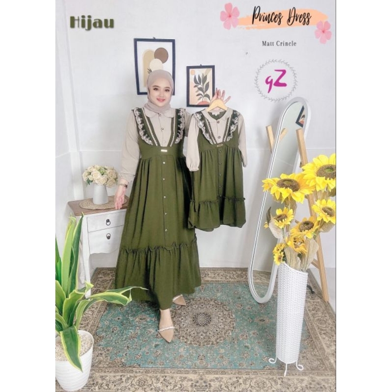 Dress/Gamis Princess Crincle mix Renda couple ibu dan anak ORI gwenza (Harga ecer)