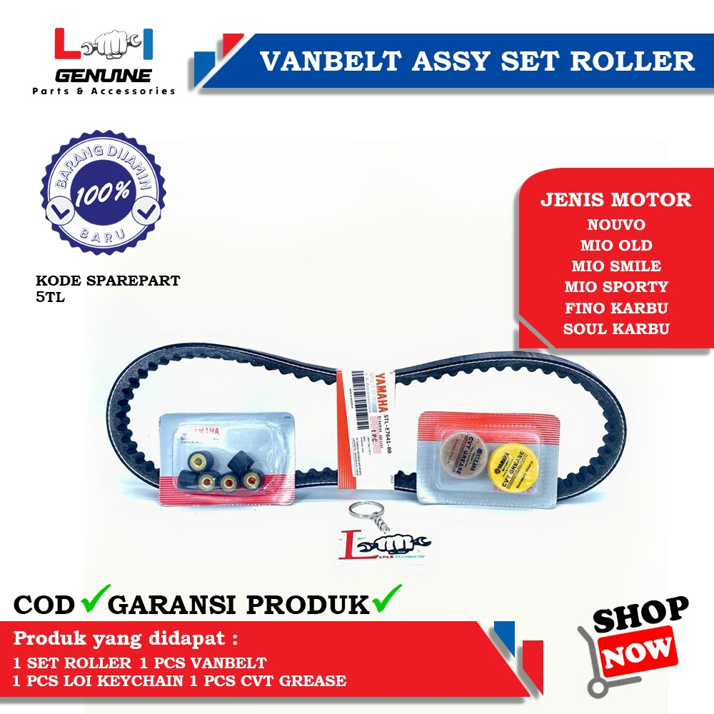 -LOI- VANBELT ASSY SET ROLLER MIO SPORTY , MIO KARBU , FINO KARBU , MIO SMILE 5TL