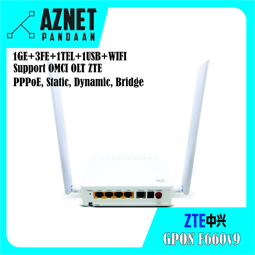 ONU ONT GPON ZTE F660v9 1GE+3FE+1TEL+1USB+WIFI SUPPORT OMCI NEW