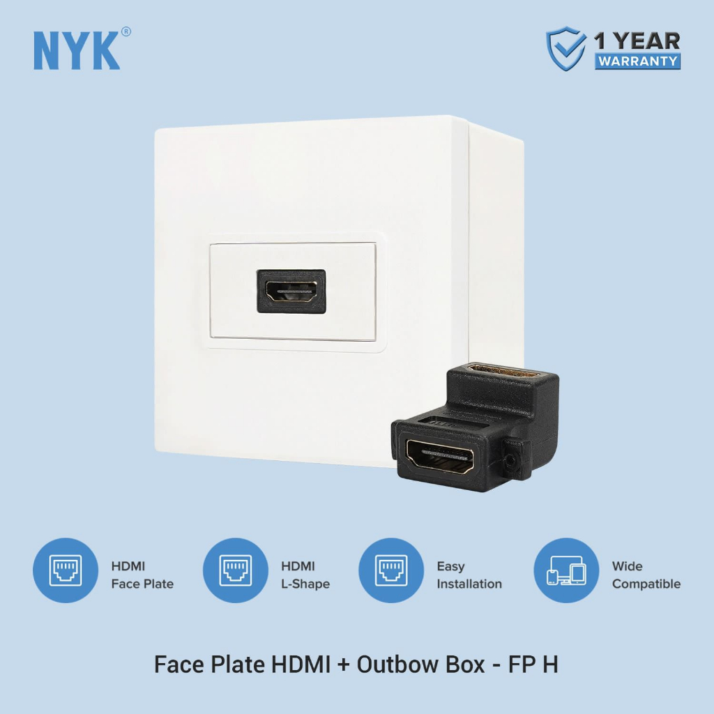 NYK Wall Face Plate HDMI 1Port + Outbow Box - Faceplate HDMI 1Port