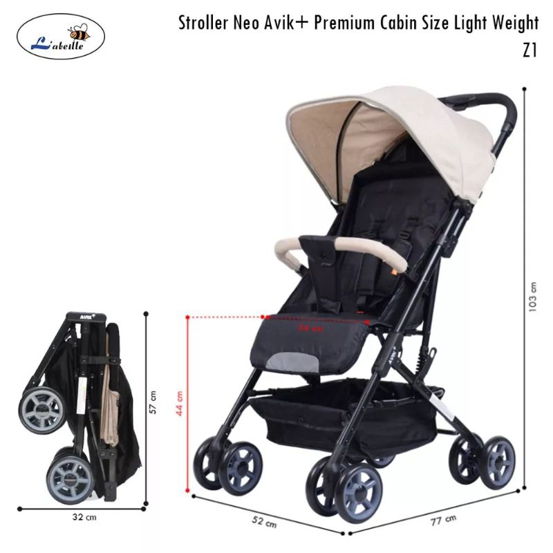 Stroller Labeille Avik+ premium cabin size - kereta dorong bayi