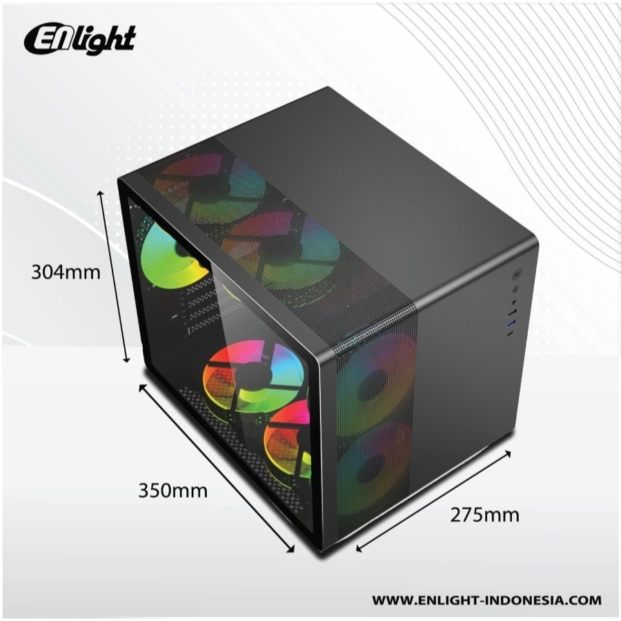 Casing Enlight Z5 - microATX Gaming Case Enlight Z5 - Hitam &amp; Putih - Putih