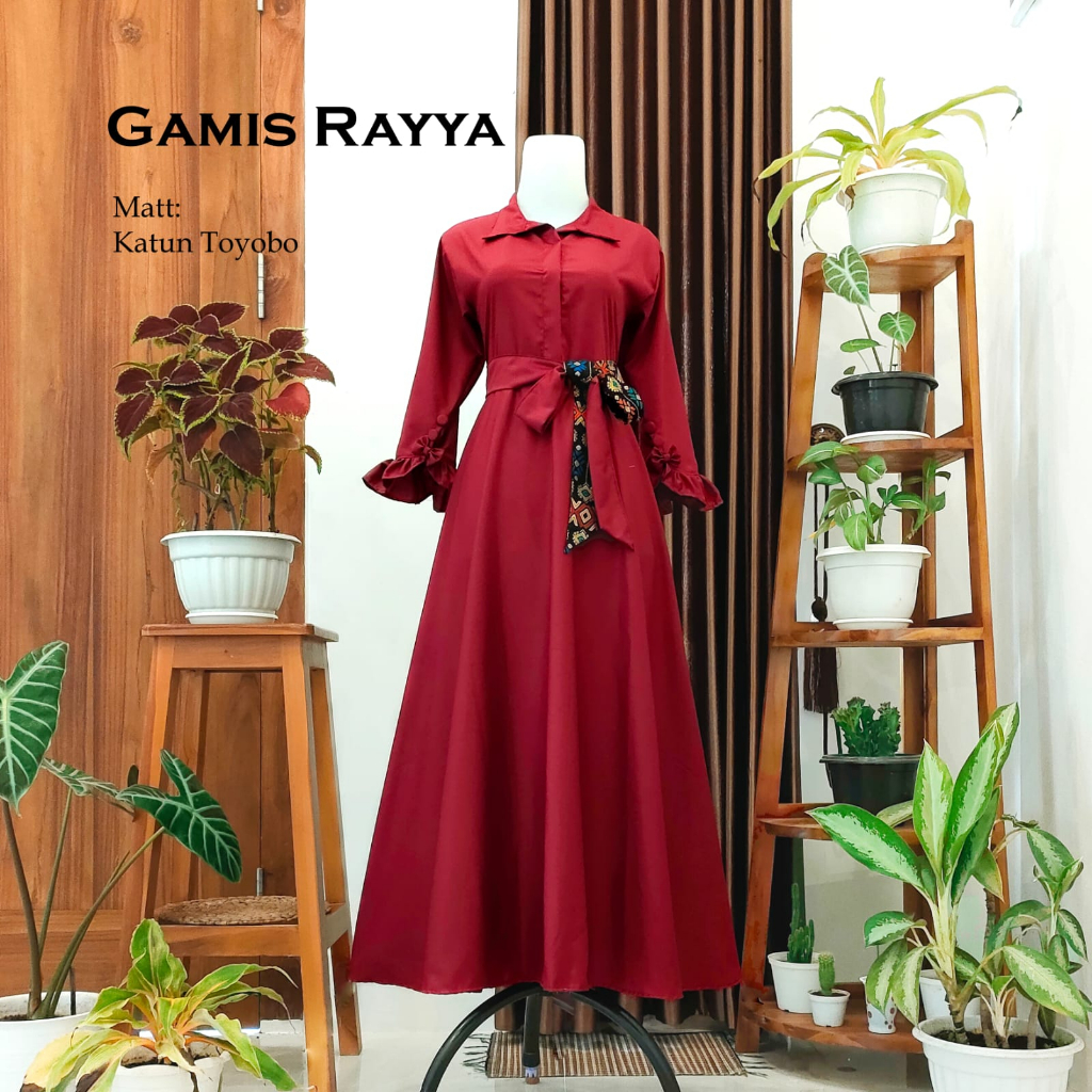 Gamis Rayya Cotton Matt warna Maroon - Gamis Muslim Anak dan Dewasa / Gamis Couple