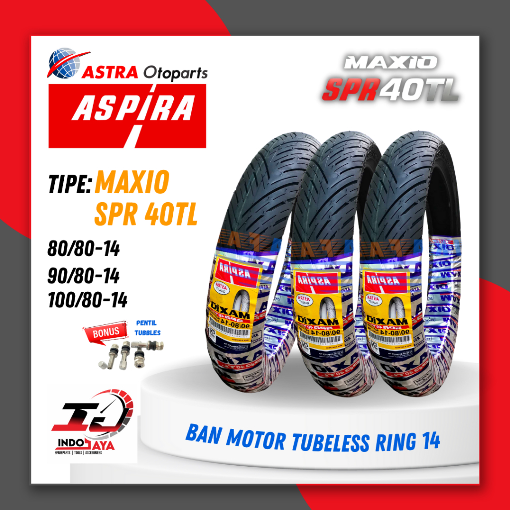 BAN ASPIRA TUBELESS SPR40TL RING 14 (80/80-14 - 90/80-14 - 100/80-14) / BAN TUBLES ASPIRA MAXIO SPR4
