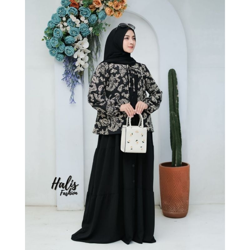 Set outer RAHMA ORI halis KARTINI KARTIKA BLEZER setelan terbaru muslim remaja wanita elegan style one set terkini motif kotak kotak