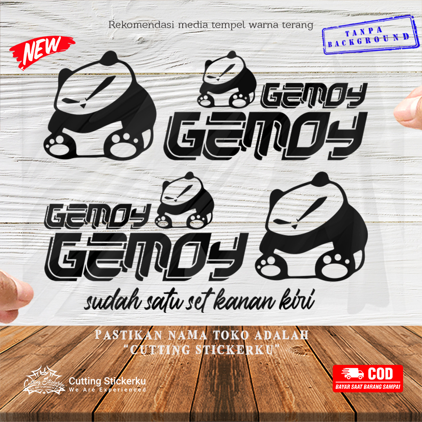 Cutting Stiker Panda Gemoy Set Variasi Sticker Aksesoris Mobil Lucu Bodi Motor Helm Bogo Kaca