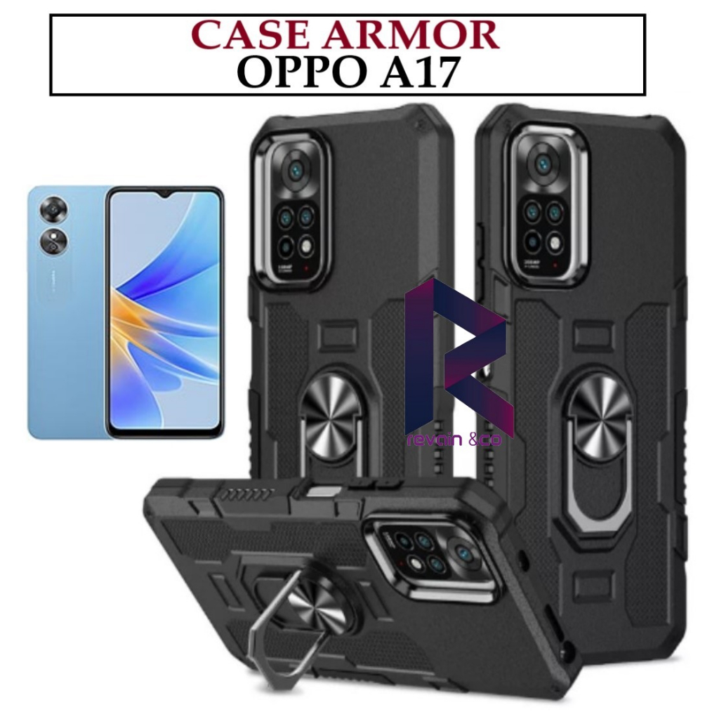 Case Armor OPPO A17 Iring Cincin Magnetic Kesing Hp Protect kamera Premium Hard Case Standing Robot Pelindung Kamera