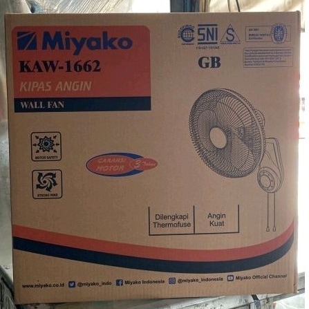 MIYAKO KAW-1662GB / KAW 1662 GB Kipas Angin Dinding (Wall Fan) 16&quot; JARING BESI GARANSI RESMI