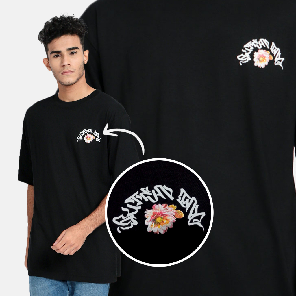 Guten Inc - Kaos Hitam Pria Flo Black T-Shirt Guten