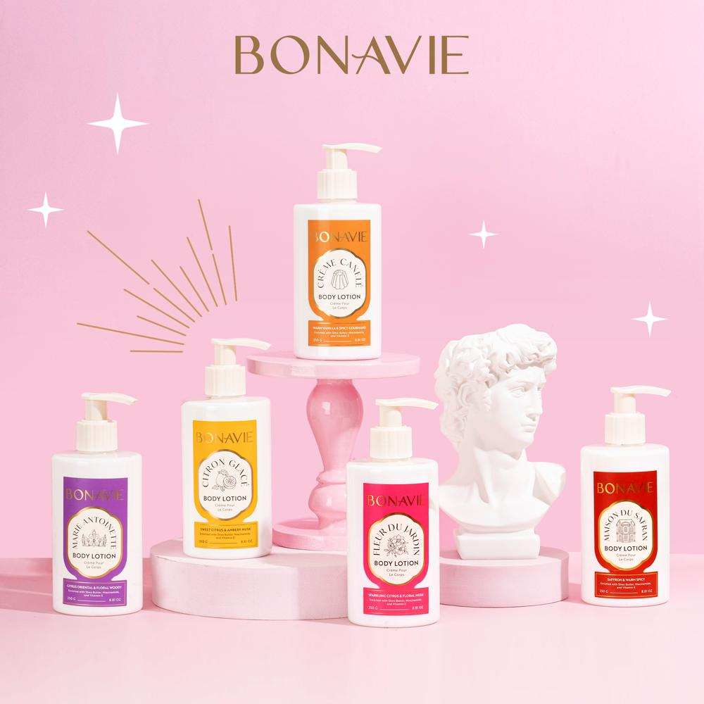 Bonavie Body Lotion I Creme Canele I Citron Glace I Fleur Du Jardin I Marie Antonite I Mais