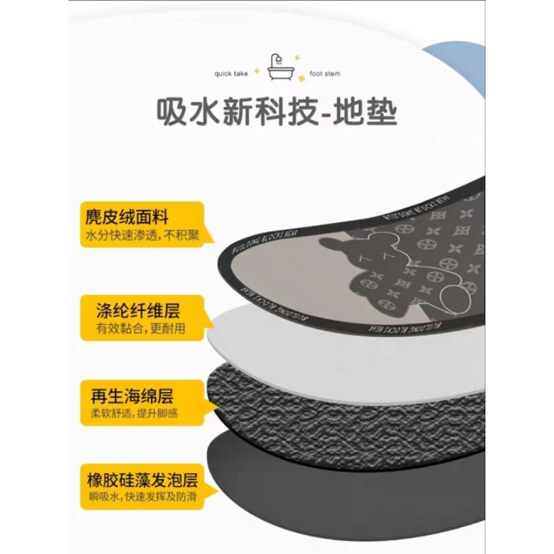 Keset Kaki Kamar Mandi Anti Slip Menyerap air Anti Bakteri Diatomite