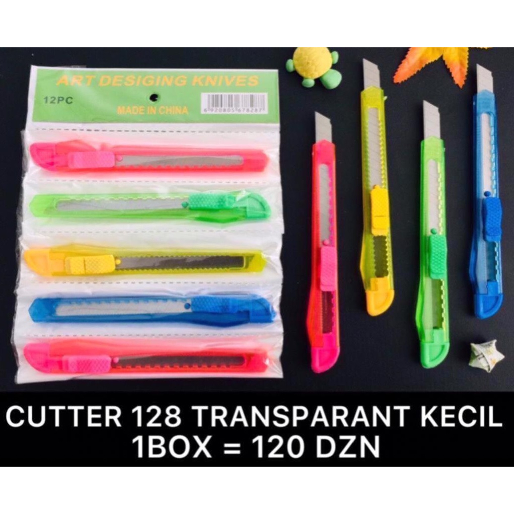 

[1PCS] Cutter Transparan KECIL atau BESAR warna-warni Transparant 1 Renteng isi 12 Pcs / Cutter Transparan Kecil / Pemotong Kertas / Cutting Blade