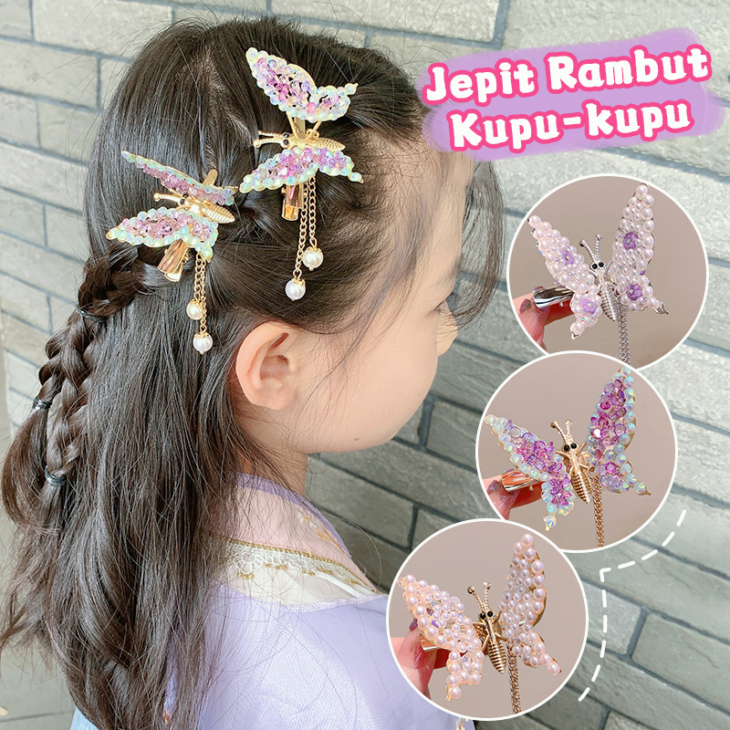 COD❤️Jepit Rambut Kupu-Kupu Mutiara Anak Perempuan Dan Wanita Gadis Fashion Korea Bergerak Sayap Atas Klip