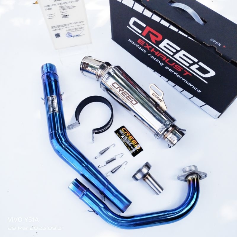 knalpot racing original creed exhaust full system suara ngbass pnp vixion sonic 150r satria fu scorp