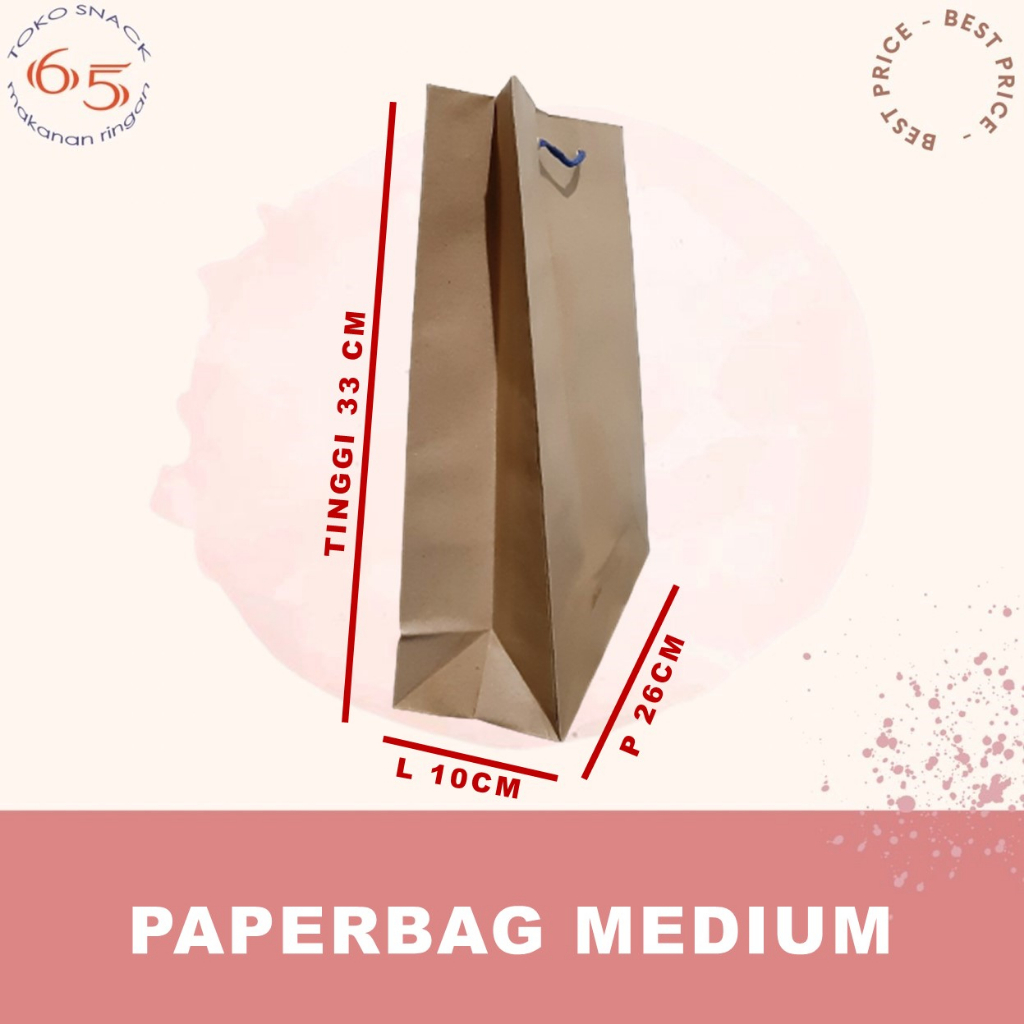 

iDk90 paperbag MEDIUM. 33 x 26 x 10cm. tas kertas kraft. LUSIN