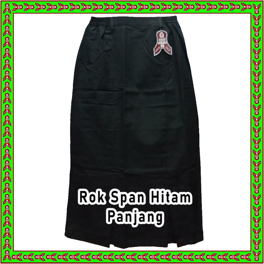 Rok Span Panjang Karet Hitam Ploi 2 SMP, Seragam Abadi.
