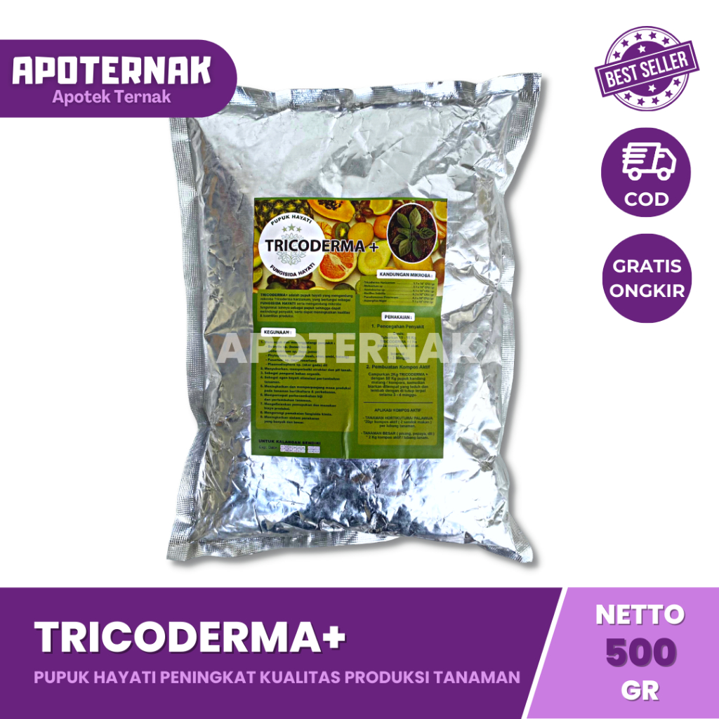 TRICODERMA Plus 500 gram | Pupuk Hayati Trichoderma Tricoderma Trikoderma Pupuk Organik mengatasi busuk akar dan buah, Fungisida Hayati Trichoderma Layu Fusarium Cabe Keriting