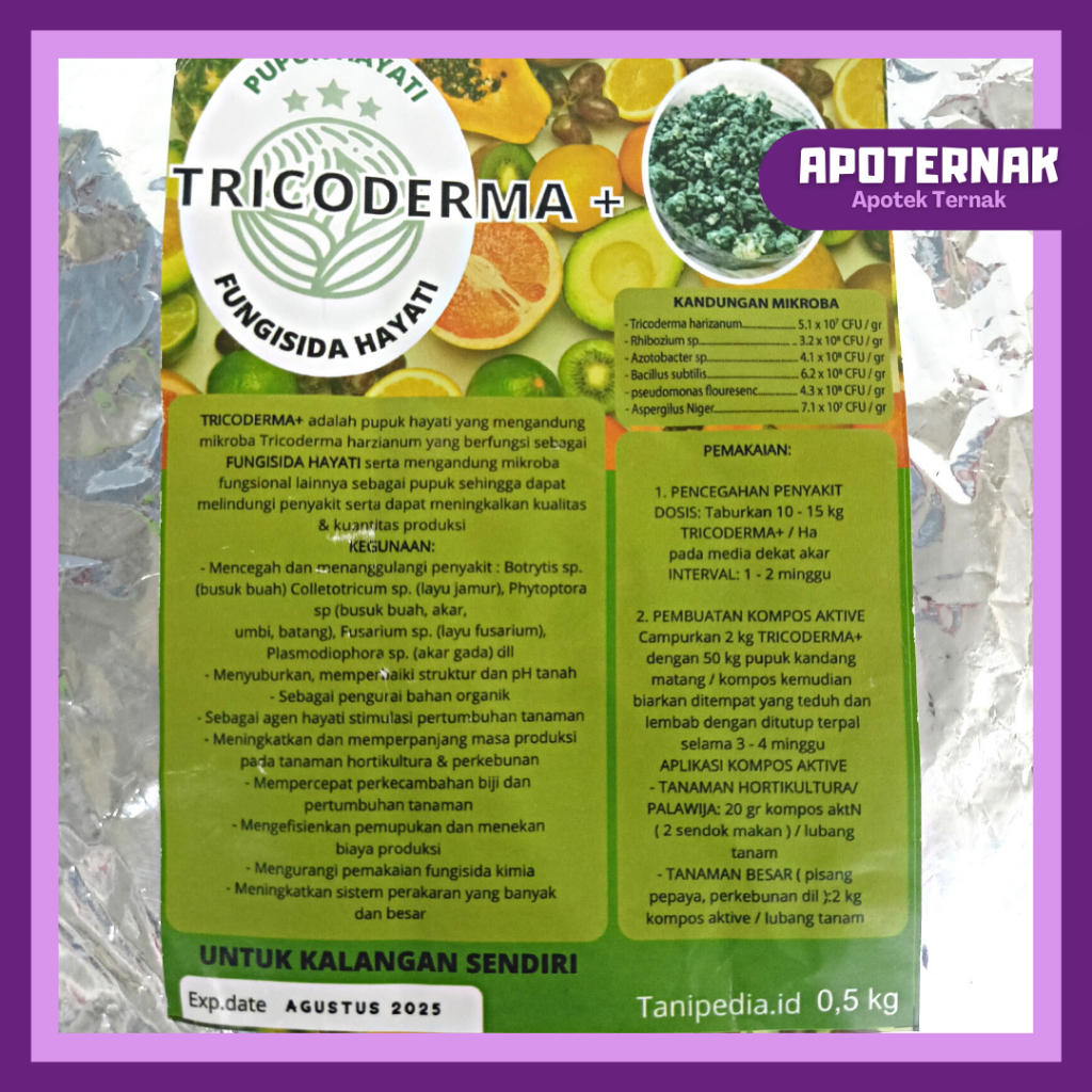 TRICODERMA Plus 500 gram | Pupuk Hayati Trichoderma Tricoderma Trikoderma Pupuk Organik mengatasi busuk akar dan buah, Fungisida Hayati Trichoderma Layu Fusarium Cabe Keriting