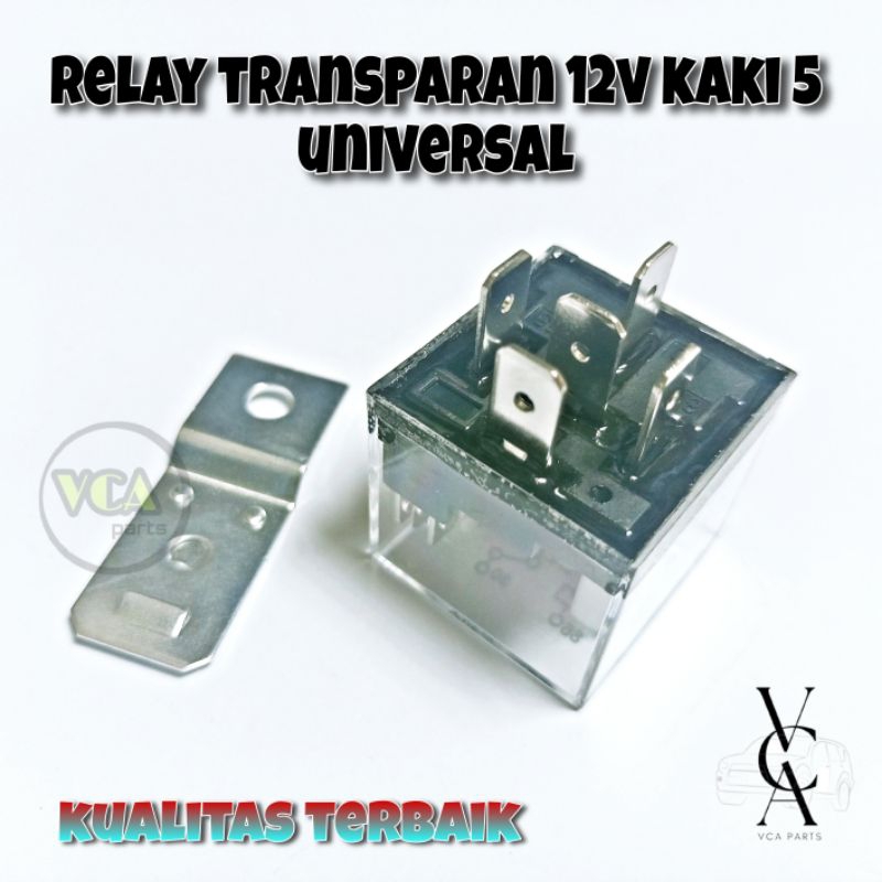 RELAY TRANSPARAN 12v kaki 5 (5p) UNIVERSAL.