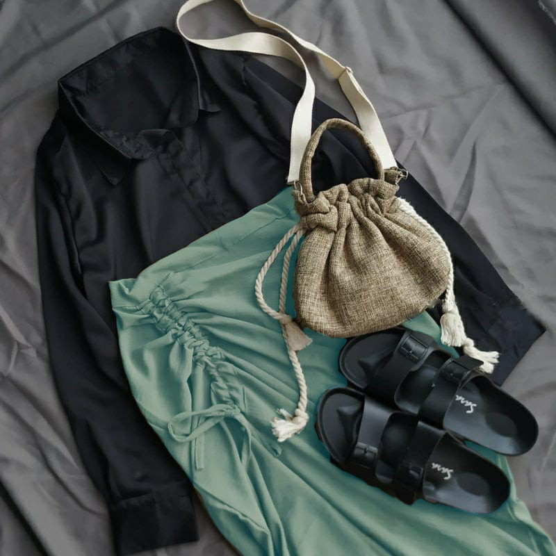 ONE SET ROK SERUT CRINKLE & KEMEJA Termurah