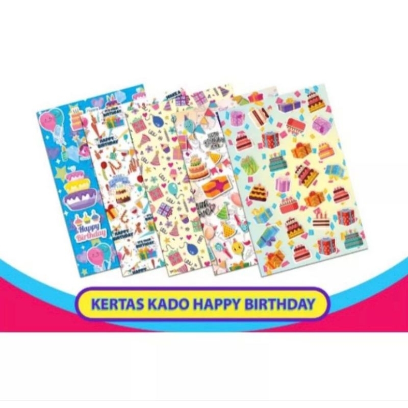 

Kertas kado / bungkus kado / kertas kado birthday / happy birthday / kado