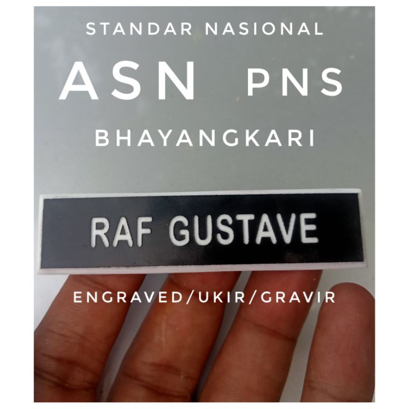 NAME TAG BHAYANGKARI RESMI, ASN / PNS - UKIR/GRAVIR - Bahan TAHAN Dari GORESAN #Name Tag Indonesia