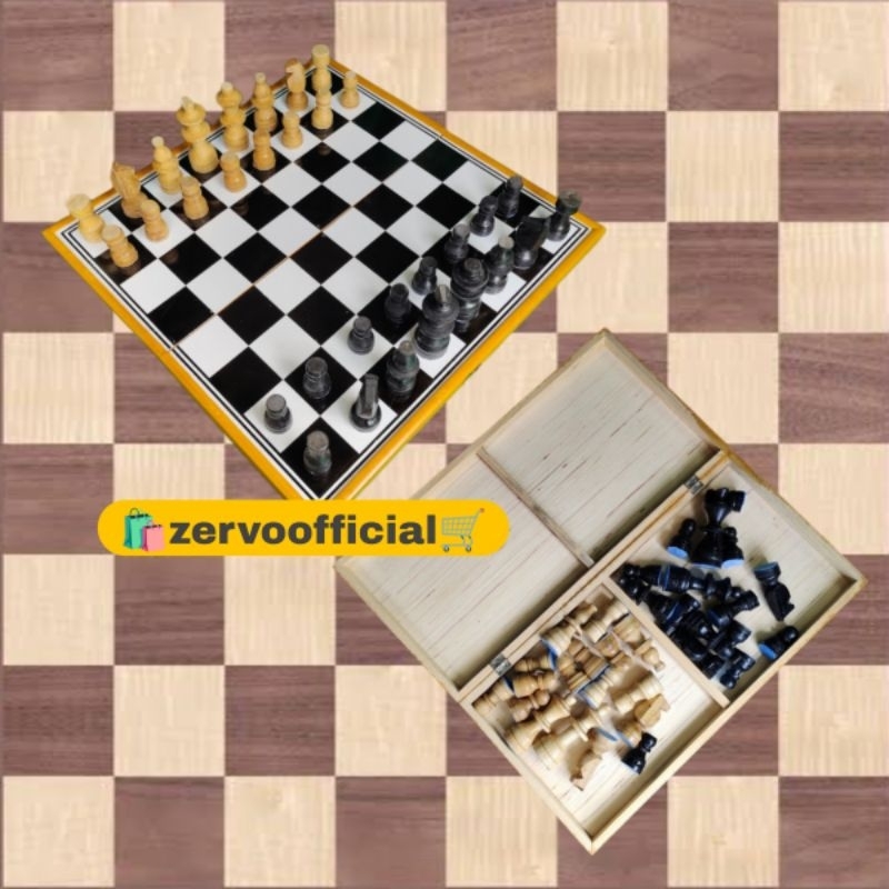CATUR KAYU 50CM - PAPAN CATUR - BIDAK CATUR