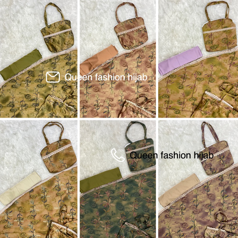 (COD) Warna Best Seller Mukena Silky Travelling Arm*nii  Silk Premium / Original Mukena Arm*ni Silk Premium 2in1 Mukena Dewasa / New Motif / Travel Pouch Mukena 2 in 1/ Mukena Jumbo