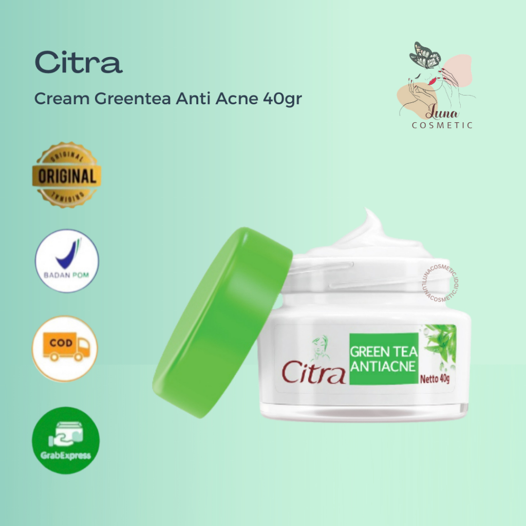 Citra Cream Wajah Green Tea 40 G - Moisturizer Kulit Berminyak, Anti Acne, Perawatan Jerawat