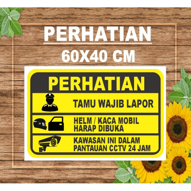 Stiker Perhatian tamu wajib lapor