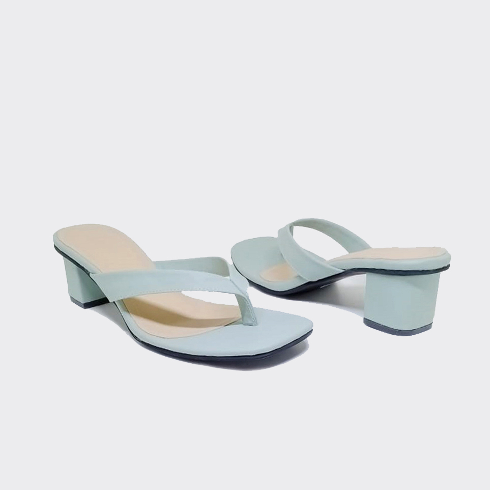 Flip Flop Green Mint - Sandal Heels Wanita (Ukuran Besar Kaki Jumbo) Jepit Heel Capit Cantik Unik