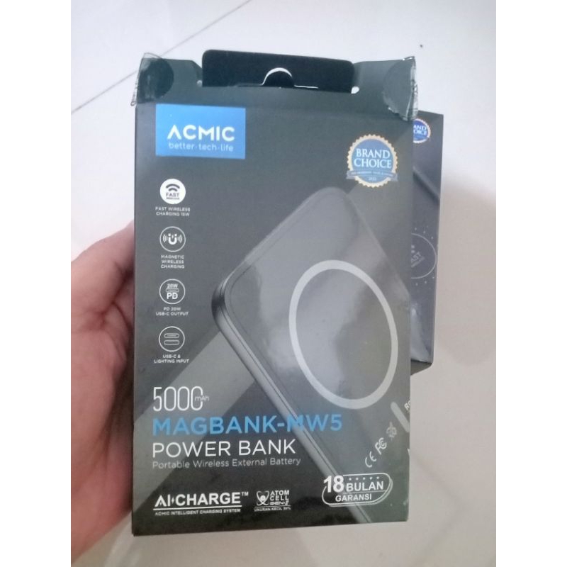 Acmic Power Bank Magbank-MW5 5000mah Baru garansi resmi "jual murah karena segel box terbuka"