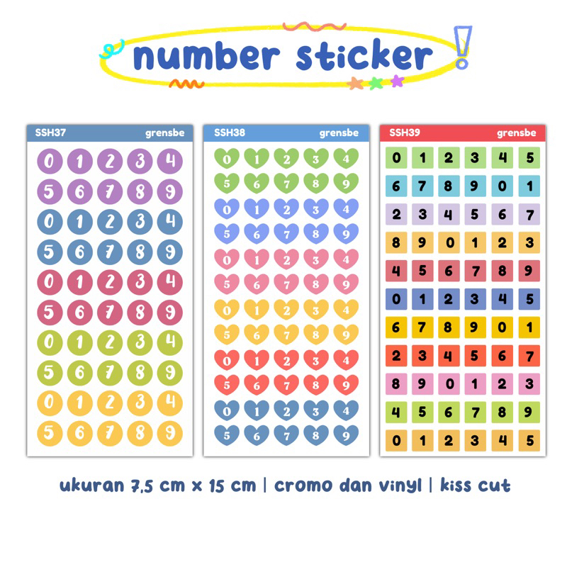 

number sticker sheet/ stiker angka journal bujo deco planner aestetik