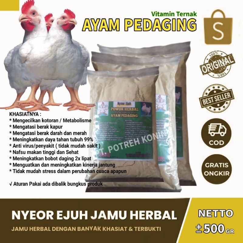 VITAMIN TERNAK UNTUK AYAM PEDAGING MINUMAN HERBAL AYAM PEDAGING Jamu Hewan Ternak Herbal Alami Nyeor