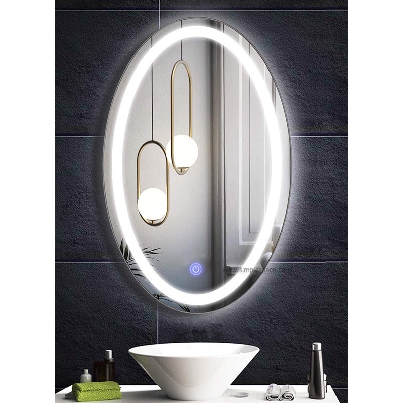 Cermin LED Touchscreen | Cermin Rias 100cm x 60cm | Cermi LED Elips | Smart Mirror | Kaca Cermin LED