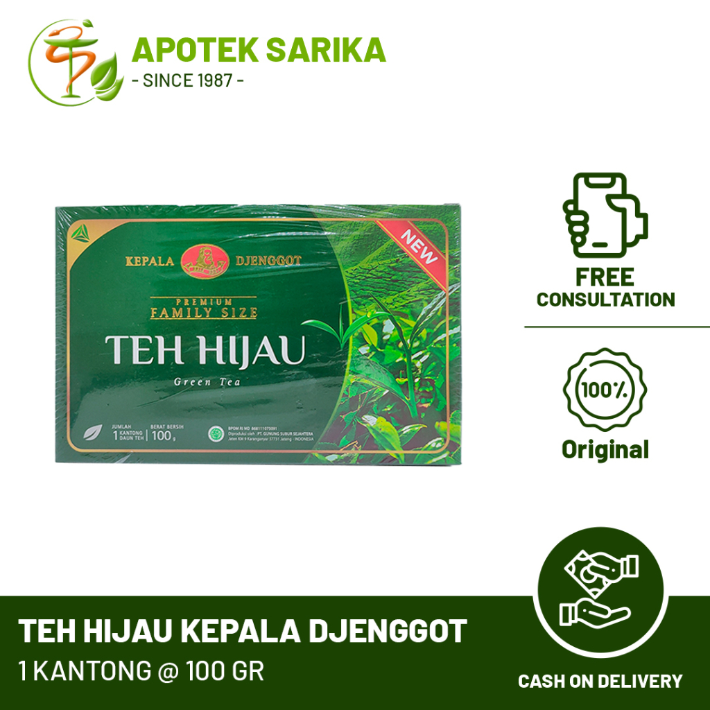 

Teh Hijau Kepala Djenggot Isi 100 gr, Celup 60gr, Seduh Sacht 50gr ( Teh Diet )