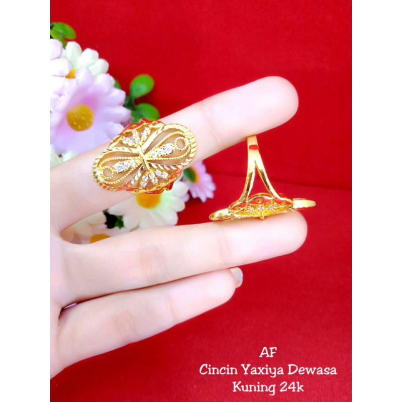 cincin bunga zicron 2 lapis emas 24k