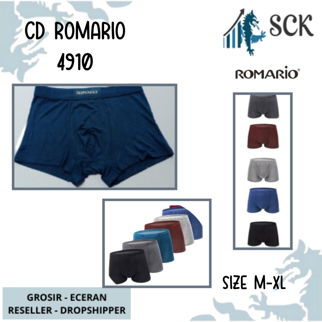 [ISI 3] CD Pria ROMARIO 4910 Model BOXER Bahan Katun Premium / Celana Dalam Pria Boxer model Sporty katun SIZE M L XL - sckmenwear GROSIR