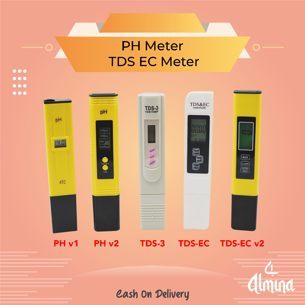 PH Meter TDS Meter Hidroponik TDS 3 Alat Pengukur PH Air tds meter pena dan ph meter Almina