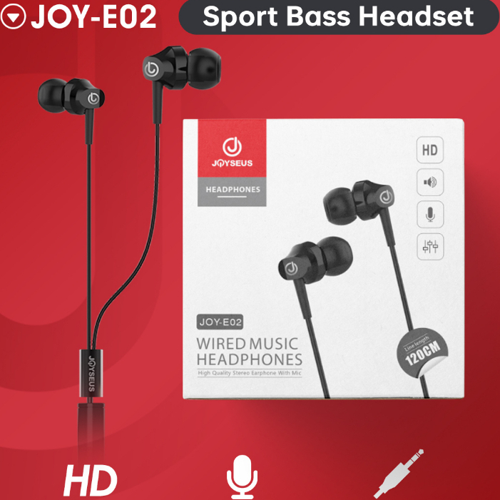 headset Handsfree JOYSEUS JOYE02 In Ear Sport Bass Subwoofer + Microphone