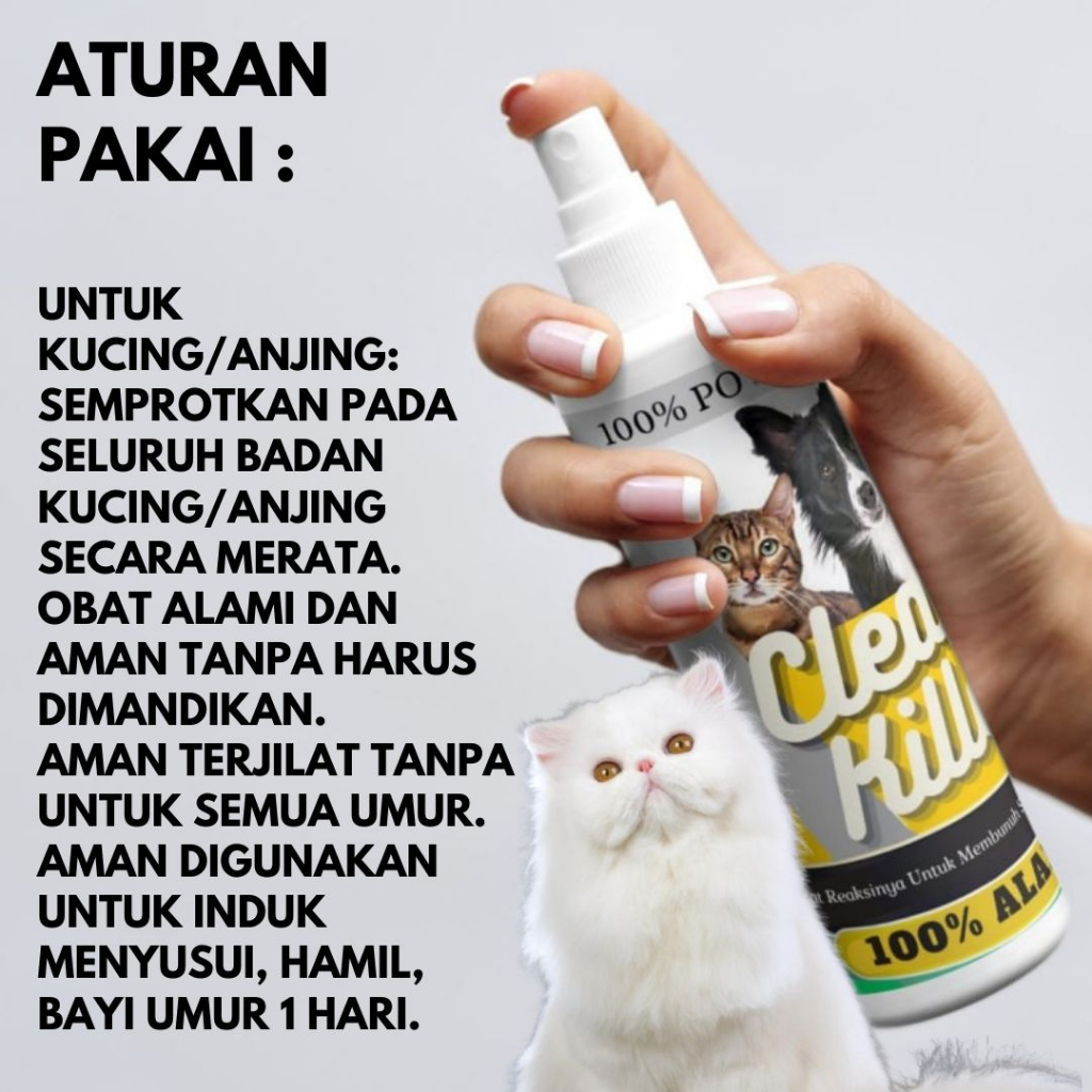 Clean Killer Pembasmi Kutu Kucing Kutu Pasir Telur Kutu Bulu Pinjal Caplak Anjing Kucing FEFARM