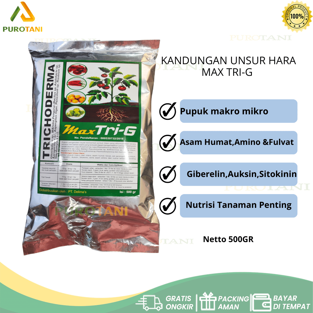 Max Tri-G Pupuk Tanaman Obat Anti Layu Fusarium Trichoderma Trikoderma Pertanian 500GR