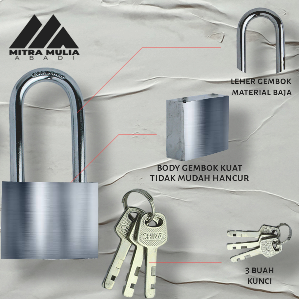 Kunci Gembok Rumah 60 M l Leher panjang l Iron Pad Lock | gembok rumah