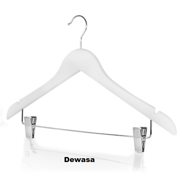 Hanger Kayu Jepit Besi 1 Lusin Gantungan Baju Model Palang Jepit Besi Setelan