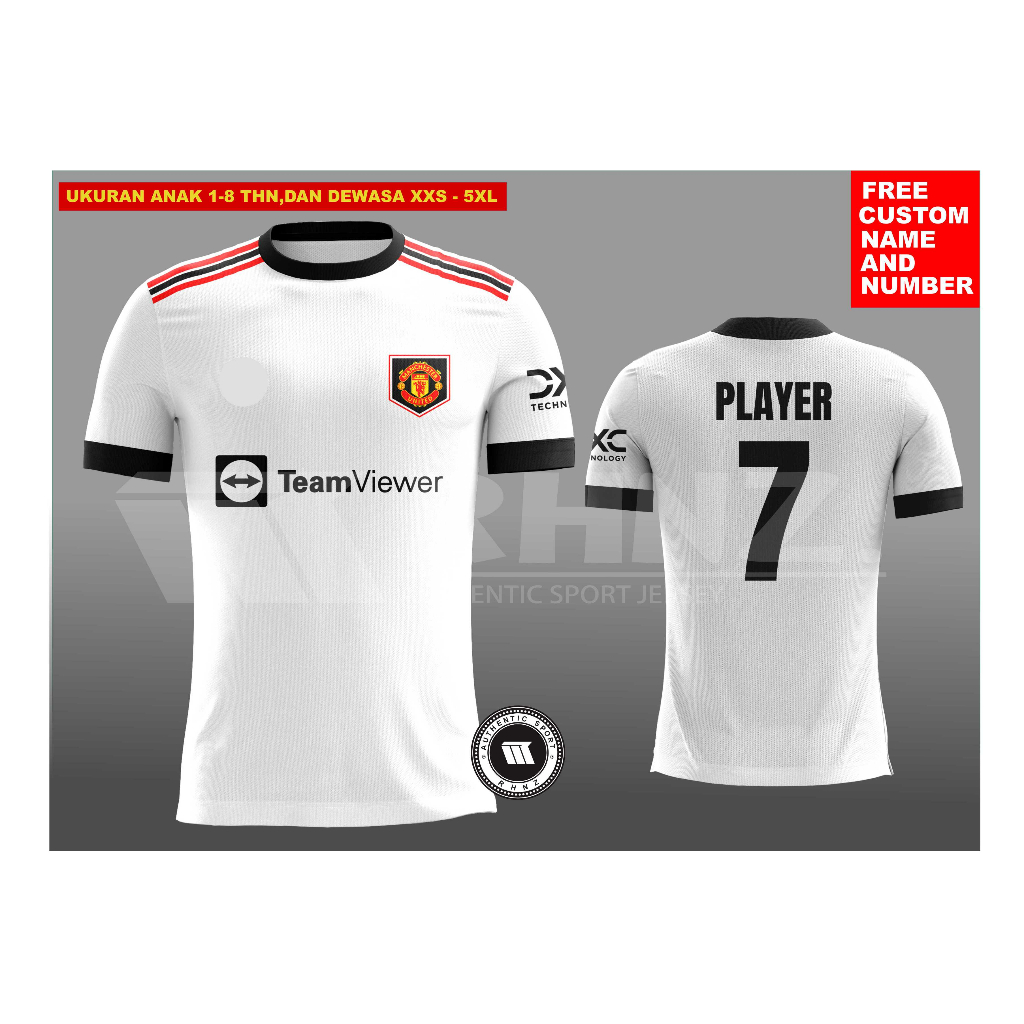 JERSEY PRINTING MANCHESTER UNITED AWAY 2023/SETELAN MAN UNITED PUTIH GRADE ORI PREMIUM/BAJU DAN CELA