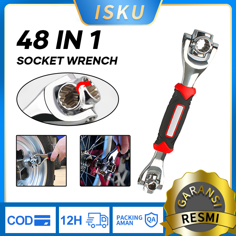 ISKU kunci pas tiger wrench Multifungsi 48 in 1 Kunci Pas Ring Set Universal Wrench 48 IN 1