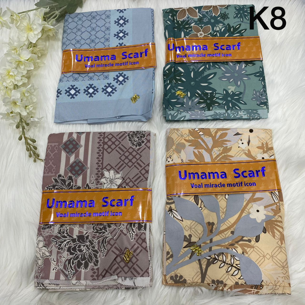 Jilbab Pilih Motif Warna Voal Miracle Motif Metal Logo Umama scarf 110x110cm Miracle umama