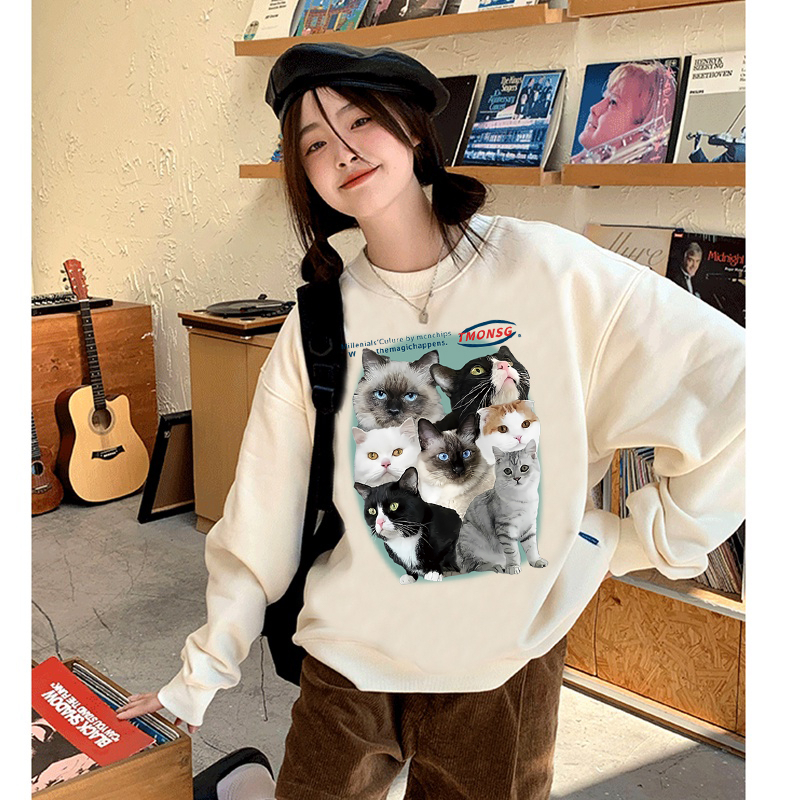 Sweater Oversize Cute Cat Unisex Sweater Oversize Korean Style/sweteer wanita